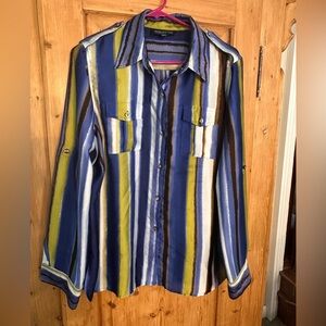 Jones New York Signature Blouse w/Gorgeous Colors! Sz L Beautiful! Very 90’s/Y2K